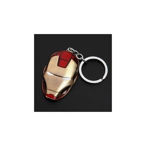 Chaveiro Iron Man Face em forma de capacete em liga metálica dourada vermelha