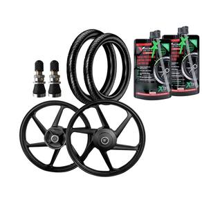 Par Roda 6 Pontas Titan Fan 150 Tambor + Par Pneu Vipal ST 600 80/100-18 90/90-18 + Bicos + Vacinas