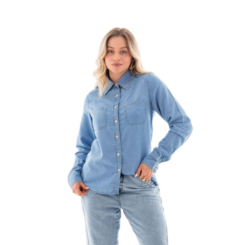 Camisa Jeans M/l Feminina Arauto Leve
