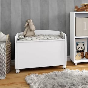 Baú Para Brinquedos Multiuso Com Rodinhas Aquarela Branco