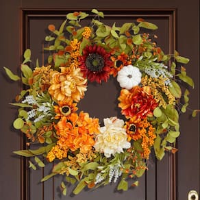 Coroa de flores artificial Soomeir de Ação de Graças de 56 cm com peônias