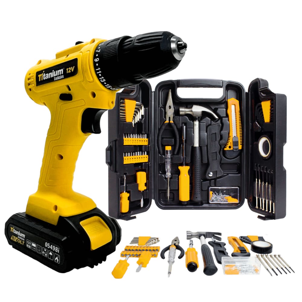 Parafusadeira a Bateria 12V Com Kit de Ferramentas 142 Peças Fasterr