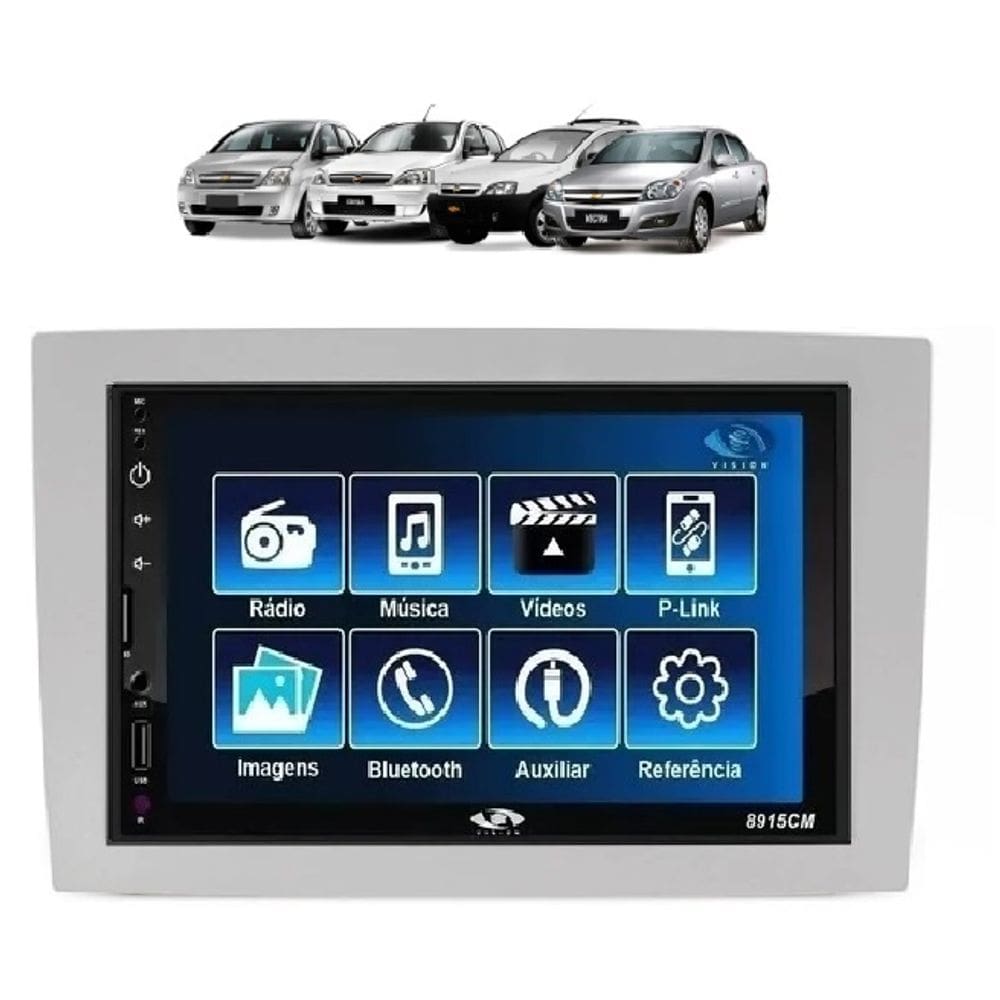 Kit Multimídia Corsa Montana Mold Prata Mp5 Bt Usb Fm Leitor SD Espelhamento