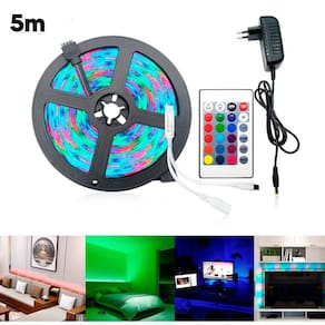 Fita Led Rgb 5M Decoração Digital Brilho Multicores Fonte