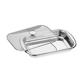 Assadeira Tramontina Cosmos Retangular 61315394 Inox Com Tampa De Vidro Inox 61315394