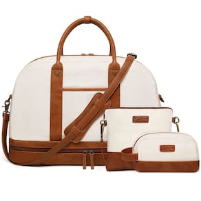 Bolsa Weekender BOLOSTA Canvas para mulheres com compartimento para sapatos