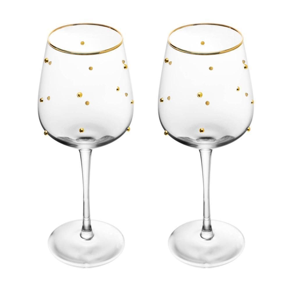 Kit 2 Taças para Vinho Balls Fio de Ouro 350ml Vidro