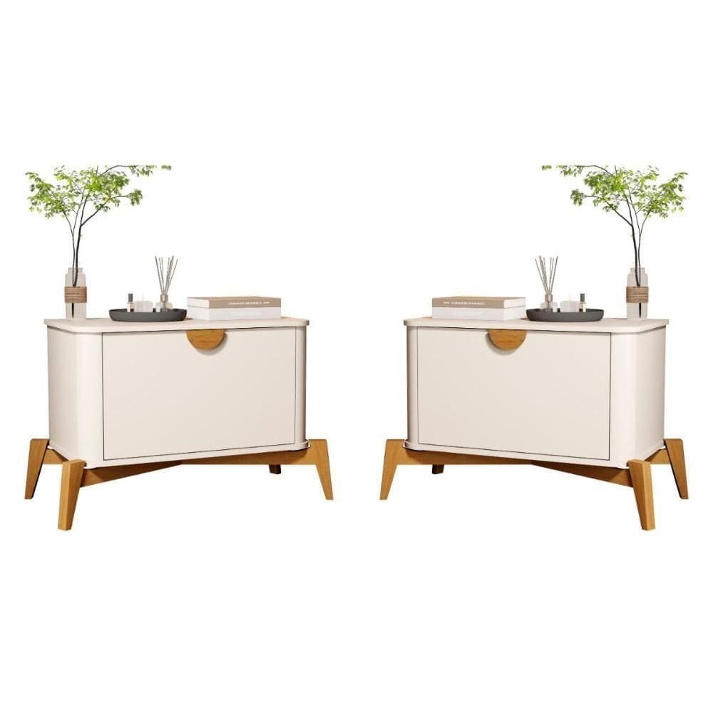 Jogo Mesa De Cabeceira Liepzig Off White