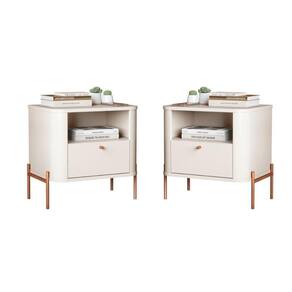 Jogo De Mesa De Cabeceira Bali Off White Bronze