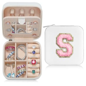 Caixa de joias Parima Travel Essentials Letter S para mulheres