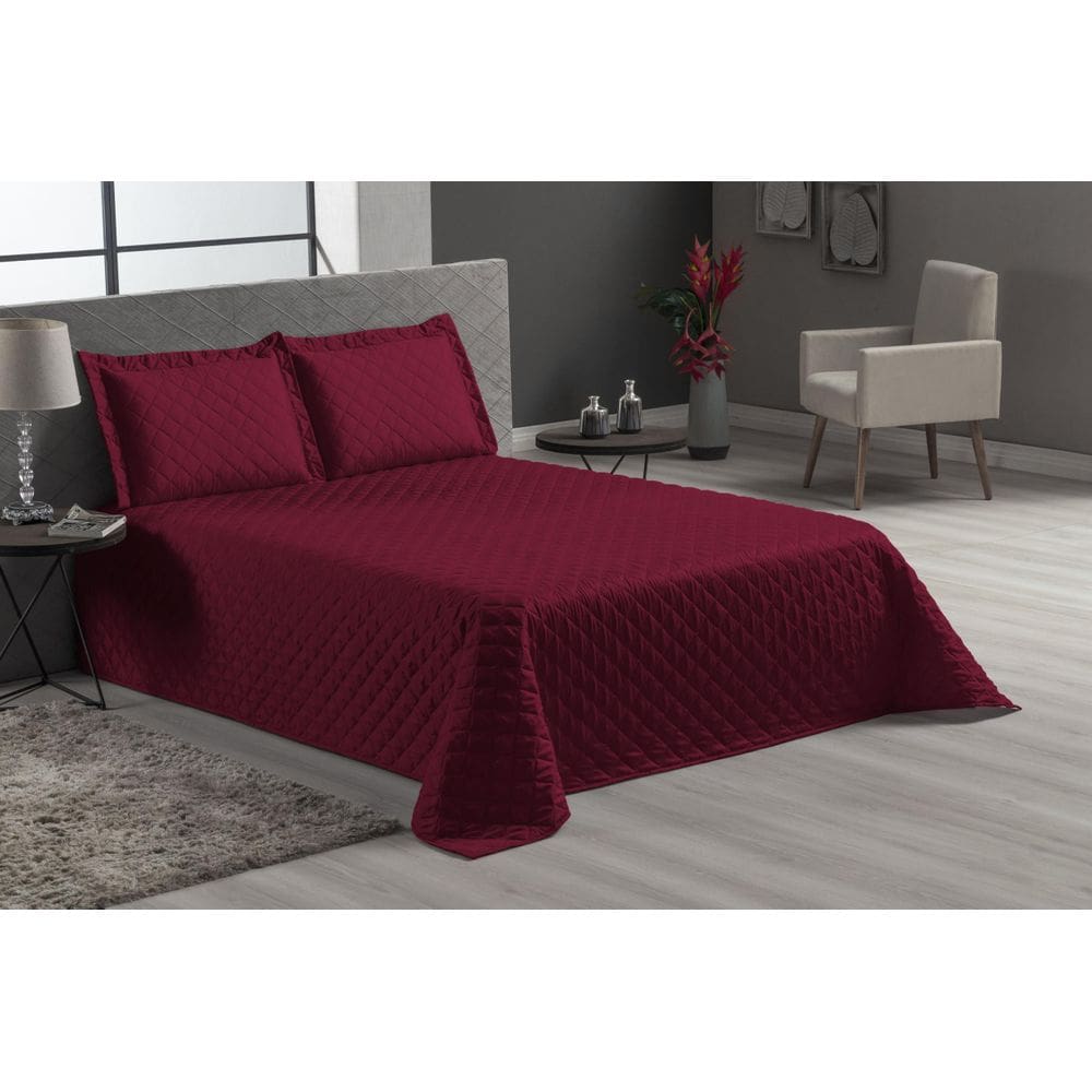 Cobre Leito Vinho Matelado Para Cama Casal Queen 4 Peças