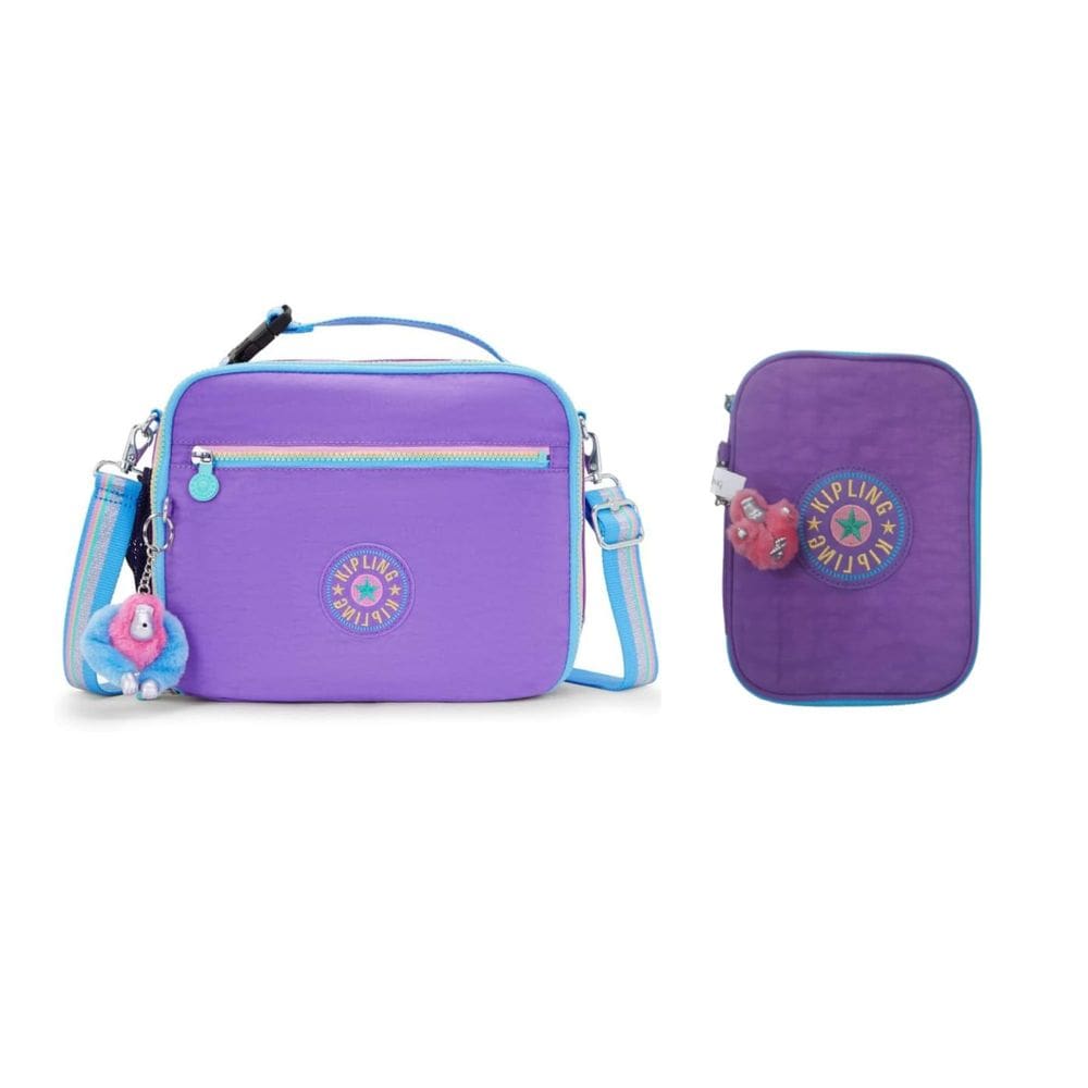 Lancheira + Estojo Conjunto Kipling Ermy Rainbow Pop Violeta