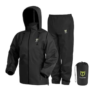 Roupa de chuva TIDEWE impermeável respirável leve preta XXL