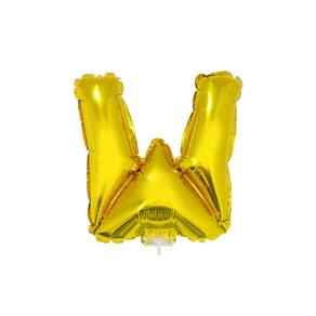 Balão Metalizado 16" Funny Letra W Dourado com Suporte