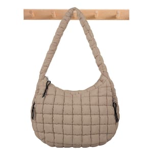 Sacola Iqimott acolchoada Puffer Nylon Bubble para mulheres cáqui