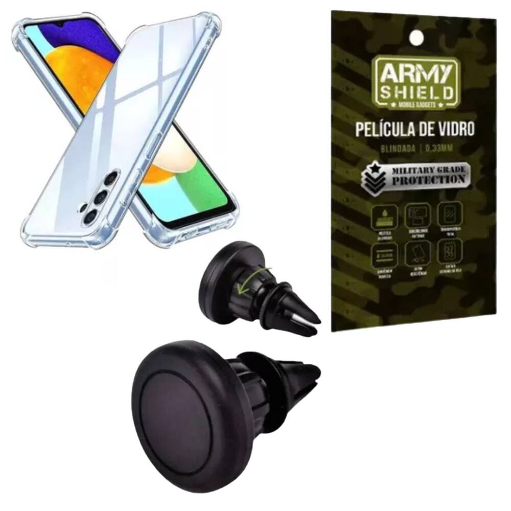 Capa Para Galaxy S25 + Suporte Magnetico + Pelicula de Vidro 3D - Armyshield
