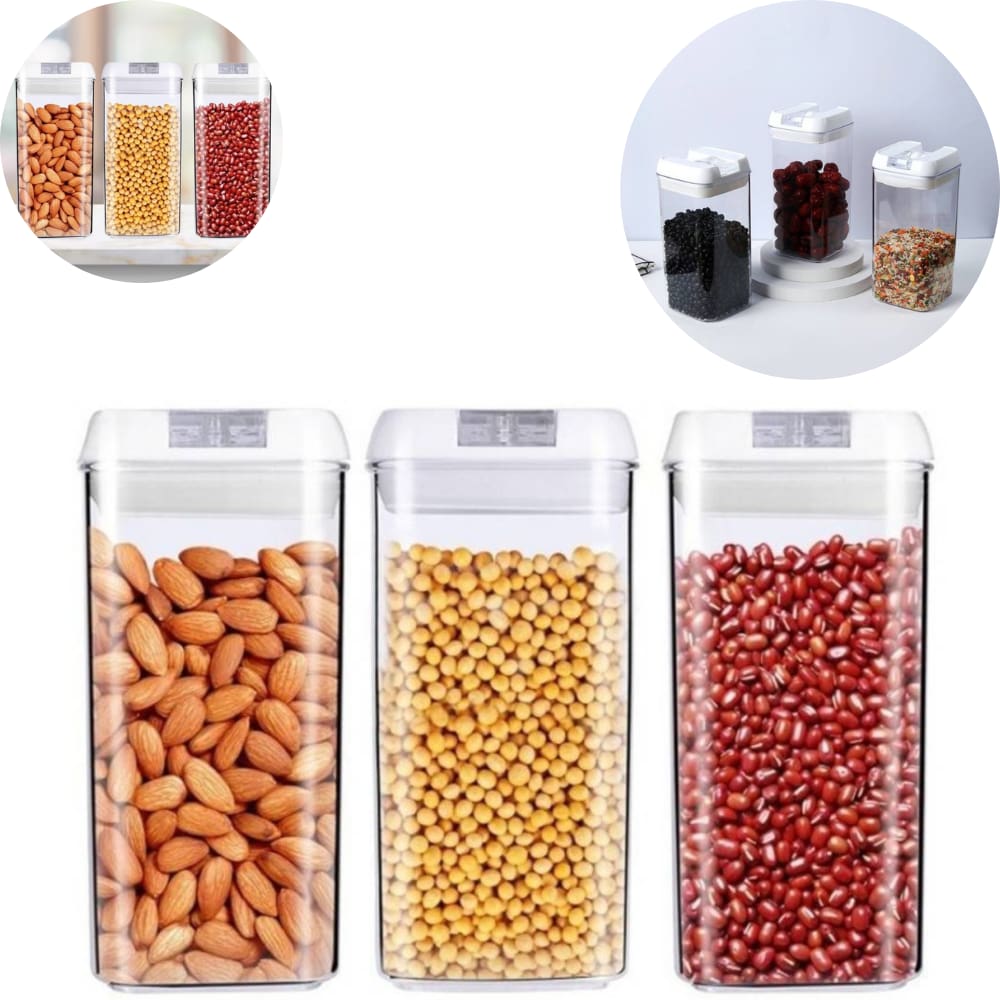 Kit 3 Potes Herméticos Mantimentos Multiuso Porta Alimentos 1200ML