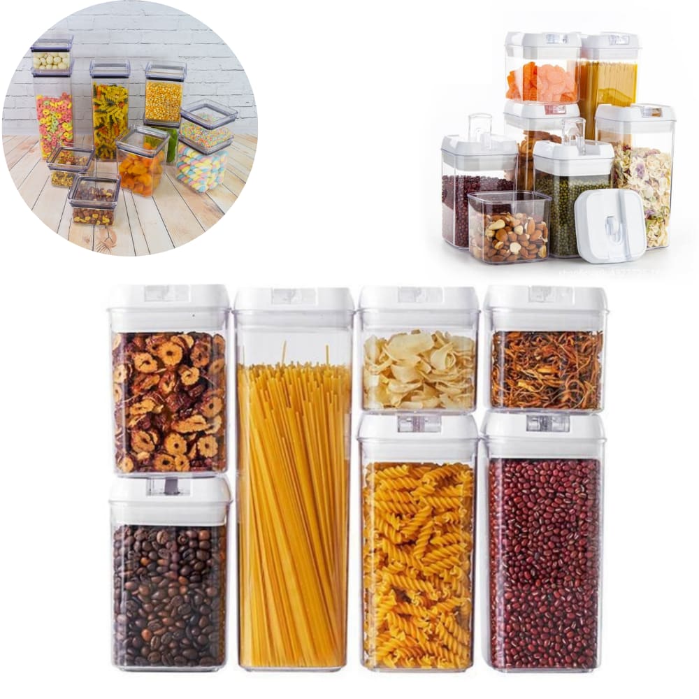 Kit Potes Herméticos Acrílico Multiuso Armazenamentos de Alimentos 7 peças