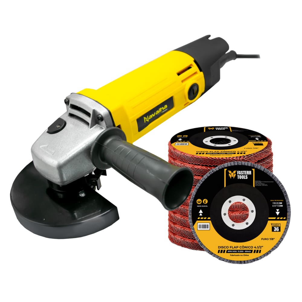 Esmerilhadeira Navalha 600W 110V Com Kit de 10 unidades Disco Flap Fasterr