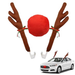 Kit de chifre de rena para carro e decoração de Natal com nariz