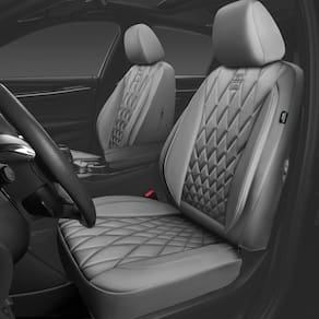 Capas de assento de carro CAR PASS Piping Luxury PU Leather Grey
