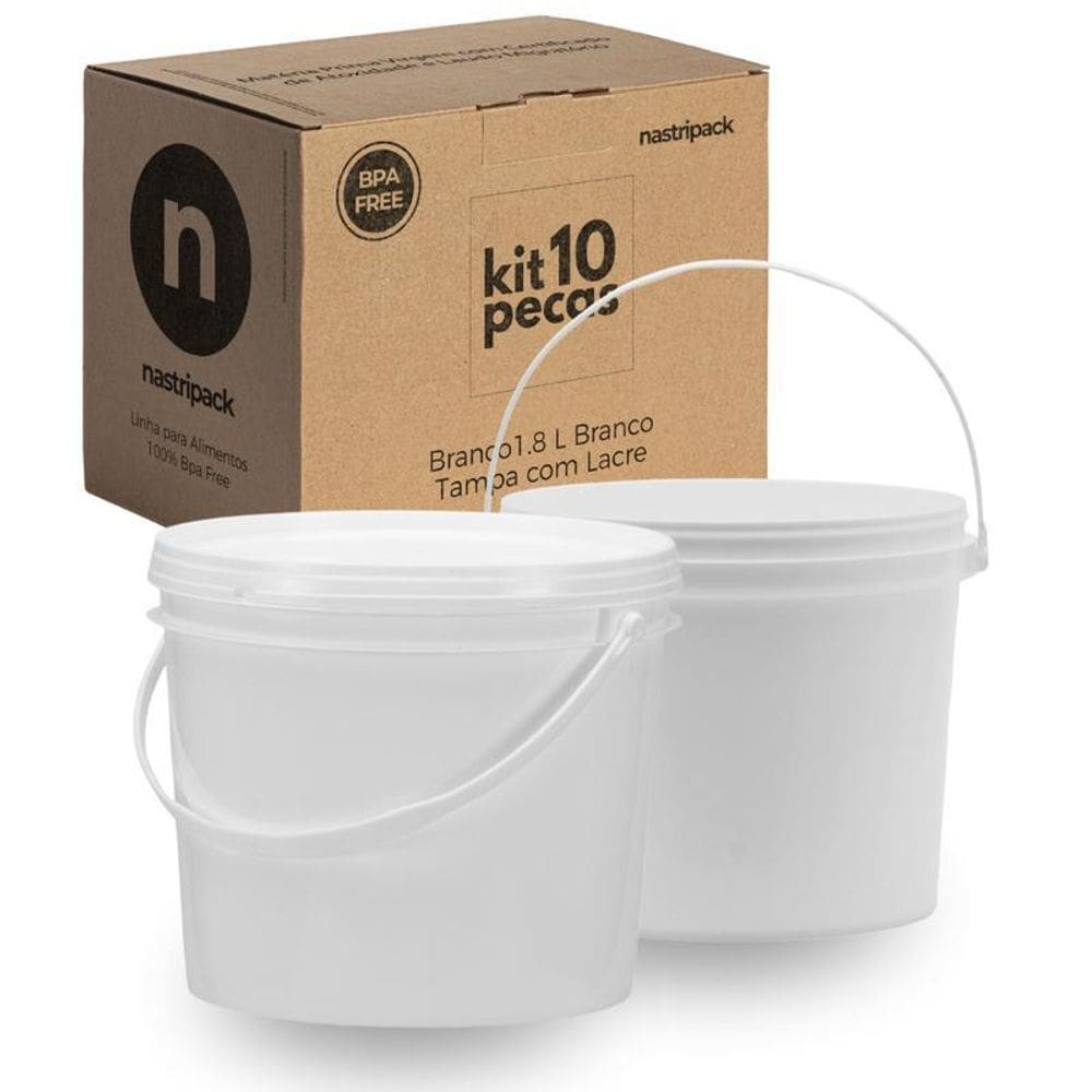 Balde 1.8 Litros Branco Para Tinta 10 Pçs
