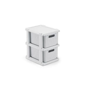 Gaveteiro Plastico Rattan 02 Gavetas Com Rodizio Branco