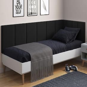 Conjunto Cabeceira E Protetor Lateral Sued Preto