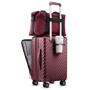 Bagagem de mão LUGGEX de 20 polegadas com porta-copos e bolso frontal