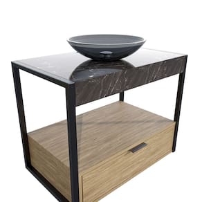 Gabinete Creta 71, 2cm X 68,0cm X 43,0cm Amendoeira/Nero/Fumê/Black