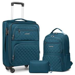 Conjunto de bagagem LARVENDER Softside Carry On de 3 peças com trava TSA