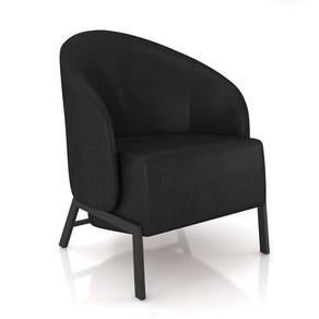 Poltrona Sala de Estar Base Industrial Luar Sintético PU Preto K01 - D`Rossi