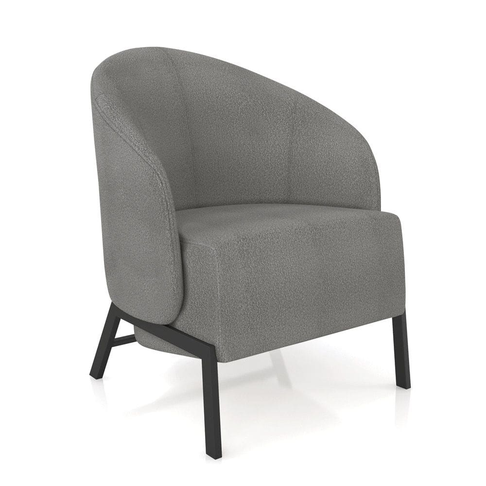 Poltrona Sala de Estar Base Industrial Luar Bouclê Cinza K01 - D`Rossi