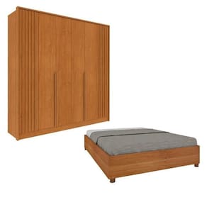 Guarda-Roupa 6 portas Ripado Nova York e Cama Casal Queen Monaco Espresso Móveis Cinamomo