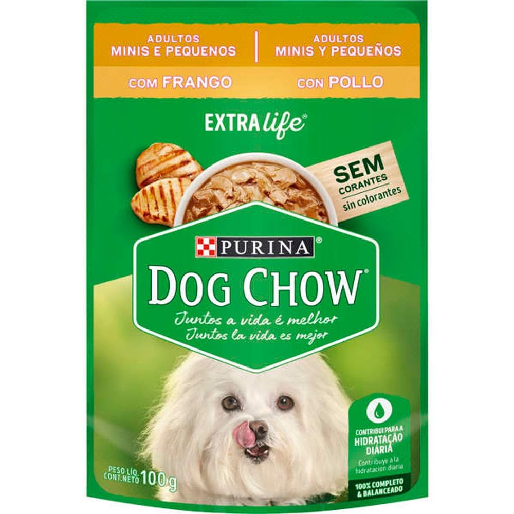 Dog Chow Sache Ad. Mini/Peq. Frango c/Arroz 100g
