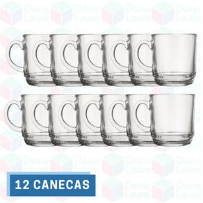 Conjunto 12 Canecas Vidro 250ML Chocolate Quente Cappuccino