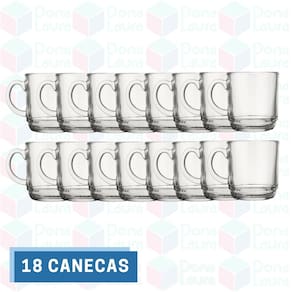 Conjunto 18 Canecas Vidro 250ML Chocolate Quente Cappuccino