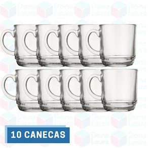 Conjunto 10 Canecas Vidro 250ML Chocolate Quente Cappuccino