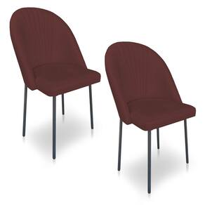Kit 2 Cadeiras Poltrona de Jantar Ariel Suede Marsala Pés de Ferro Preto - Pallazio