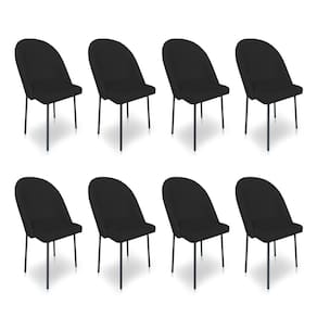 Kit 8 Cadeiras Poltrona de Jantar Ariel Suede Preto Pés de Ferro Preto - Pallazio