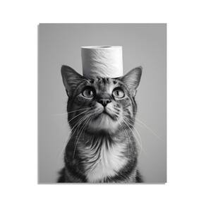 Arte de parede em tela OWNANRTHM Cat Bathroom Funny Animal 40x50cm