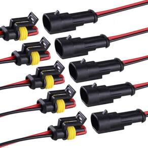 Conector impermeável de 2 pinos 16 AWG para carro, caminhão e barco (kit 5)