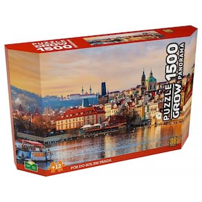 Quebra-Cabeça Panorama Pôr do Sol em Praga 1500 pçs 04551 - Grow