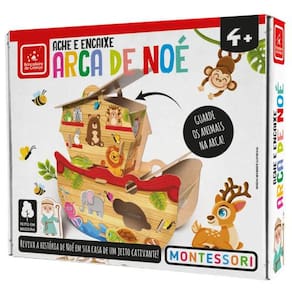 Brinquedo Montessori Ache e Encaixe Arca De Noé Brincadeira de Criança 5281