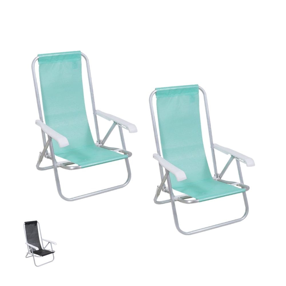 Kit 2 Cadeira de Praia Reclinável 4 Posições Alumínio Lazy Sannet Mormaii - Belfix