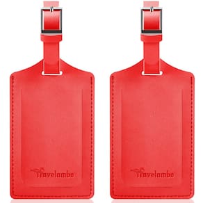 Etiquetas de bagagem Travelambo Faux Leather Privacy, pacote com 2 unidades vermelhas