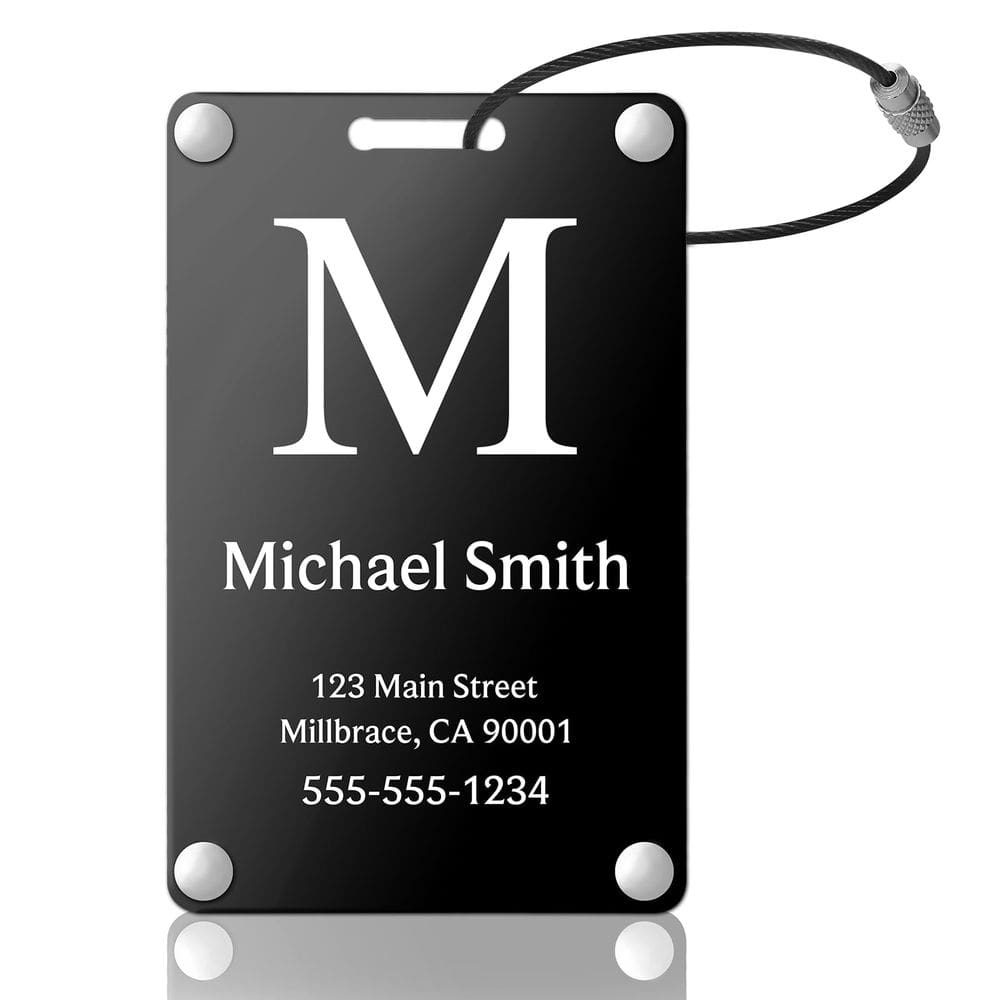 Etiquetas de bagagem KCULE Custom Metal para malas pretas