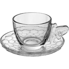 JOGO 6 XICARAS DE CAFE COM PIRES HOME&CO ECO CRYSTAL 100ml 11x6x5cm TRANSPARENTE