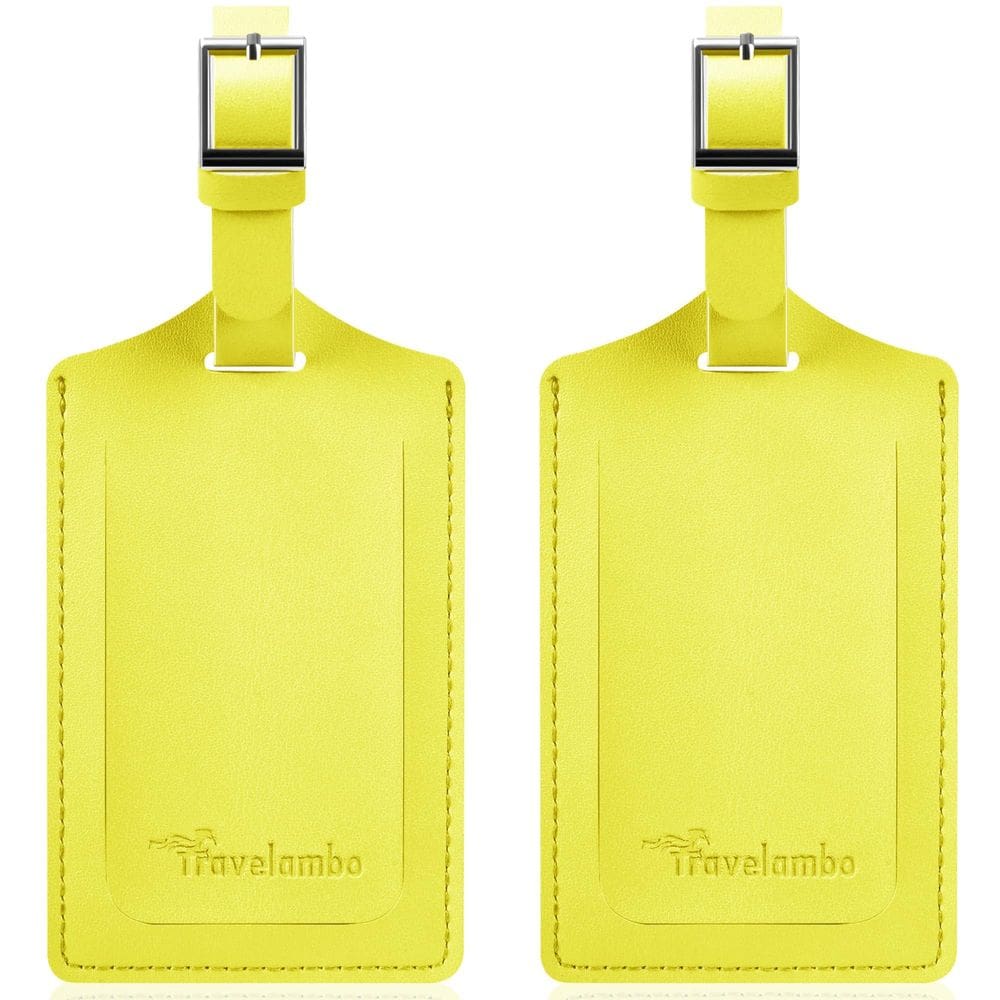Etiquetas de bagagem Travelambo Faux Leather Privacy, pacote com 2, amarelo claro