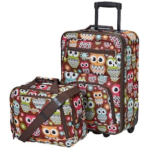 Conjunto de bagagem Rockland Fashion Softside Upright Expansível Owl